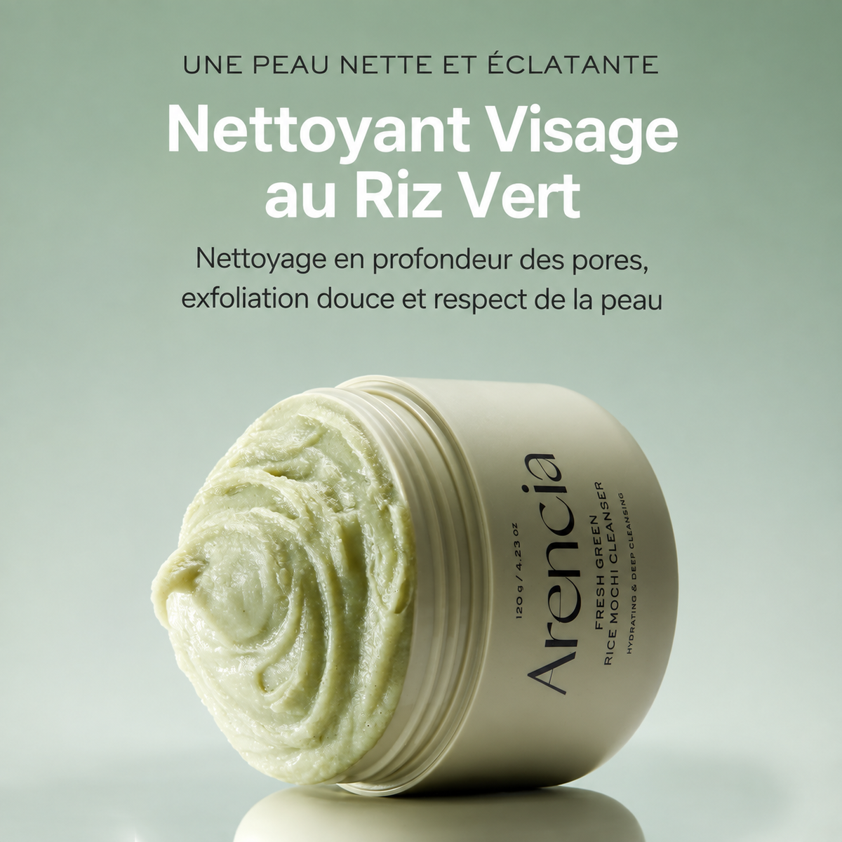 Nettoyant Visage au Riz Vert – Arencia 120 g