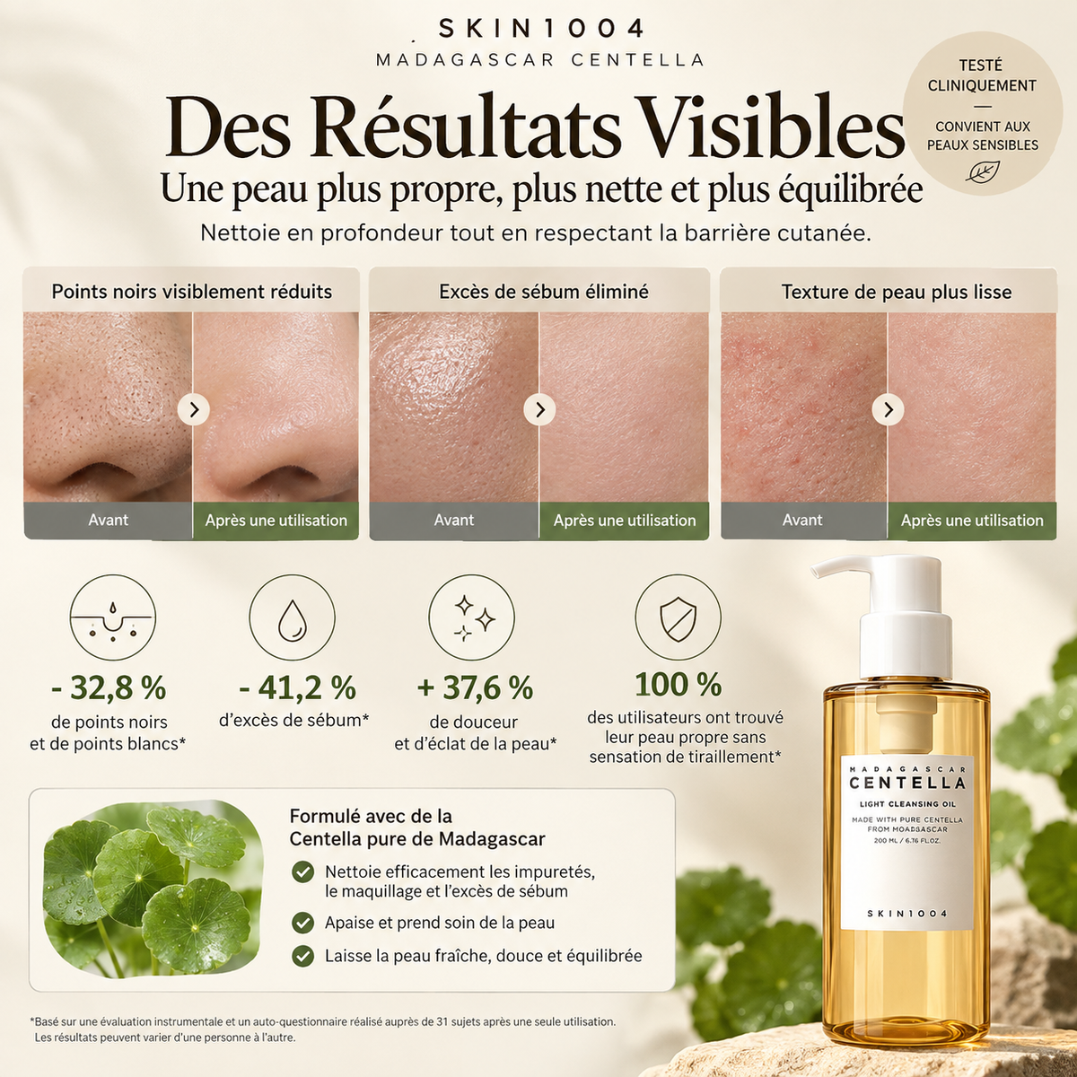Huile Nettoyante Légère à la Centella de Madagascar – SKIN1004