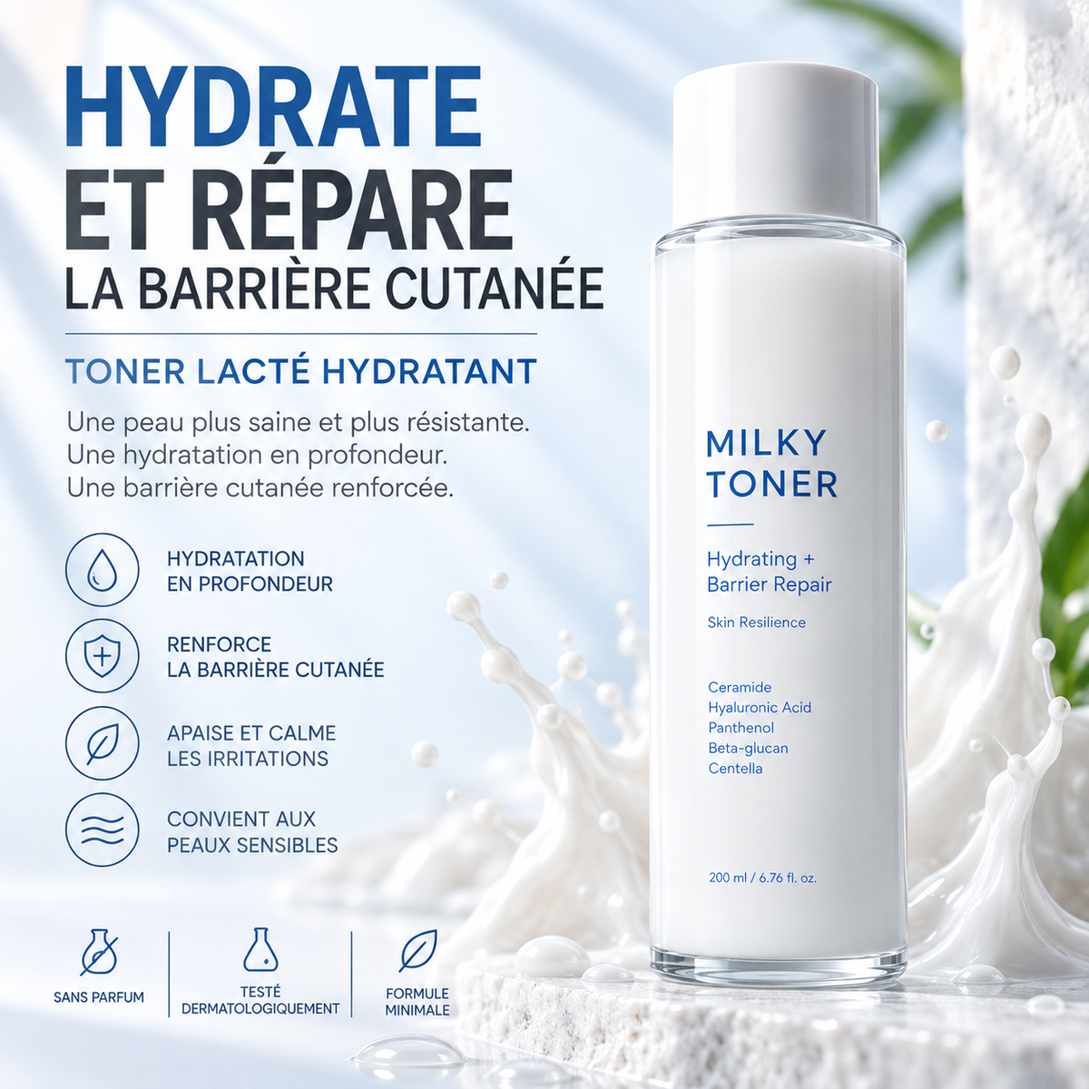 Toner Lacté Hydratant à la Centella & Céramides – 200 ml