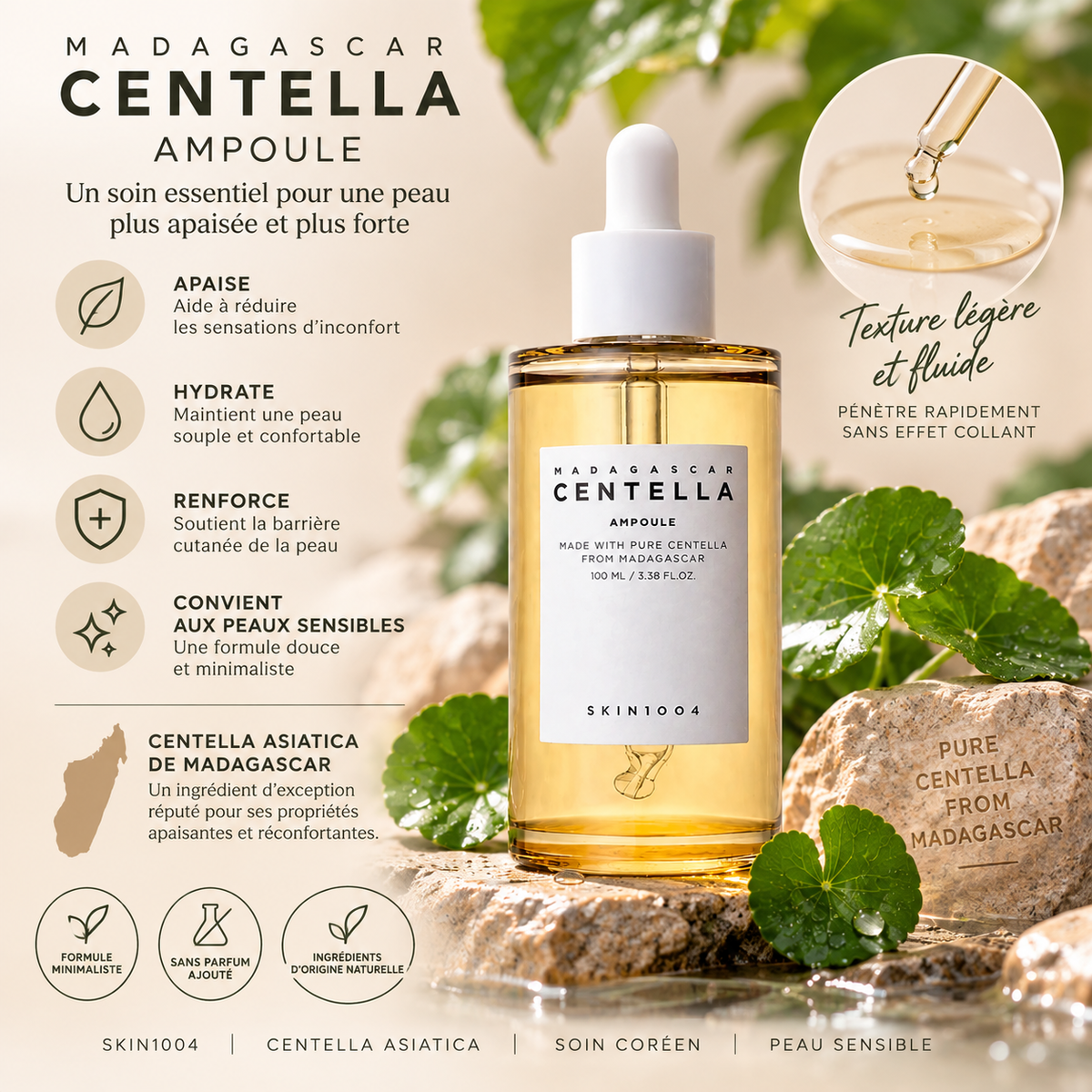 Ampoule Apaisante à la Centella de Madagascar – SKIN1004 100 ml