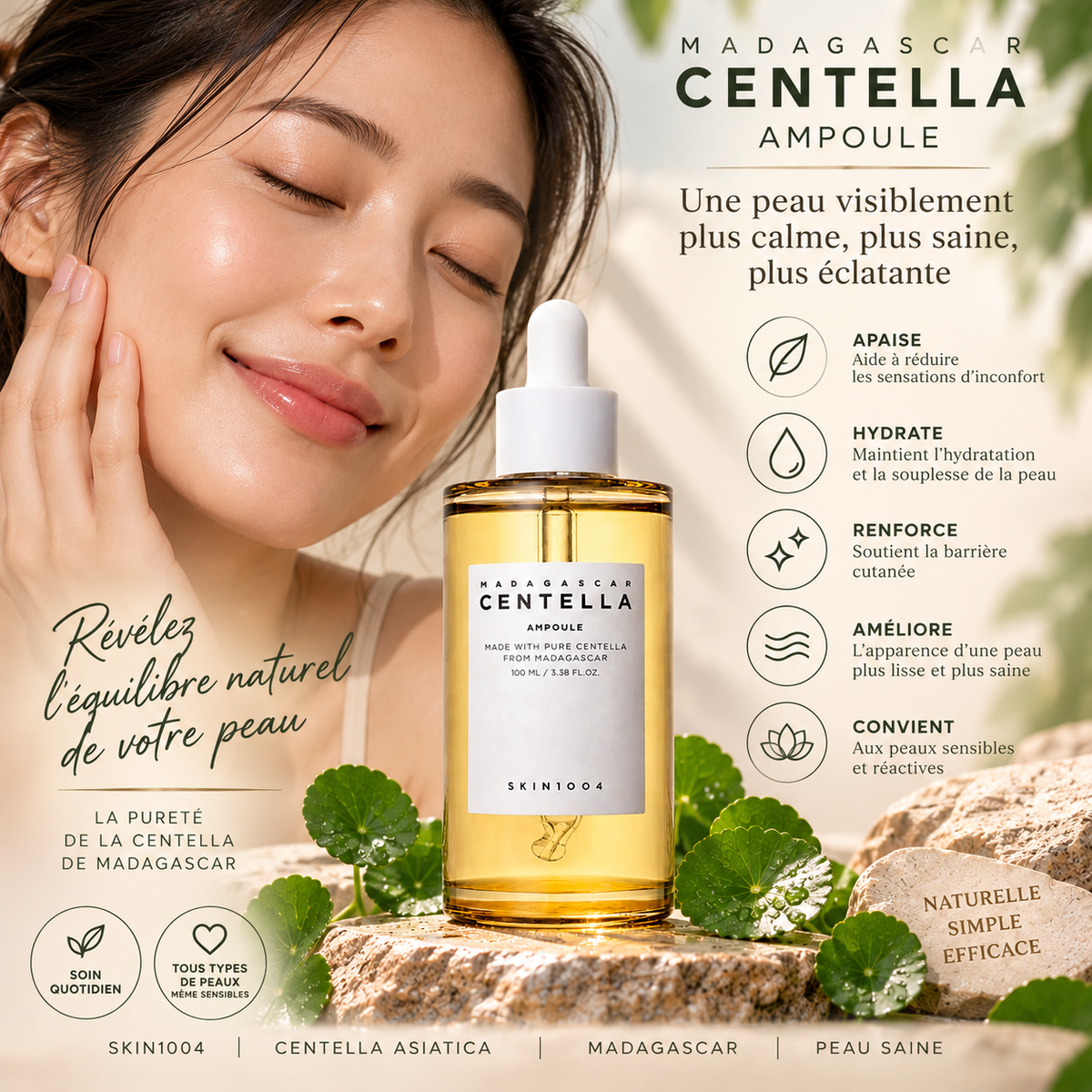Ampoule Apaisante à la Centella de Madagascar – SKIN1004 100 ml
