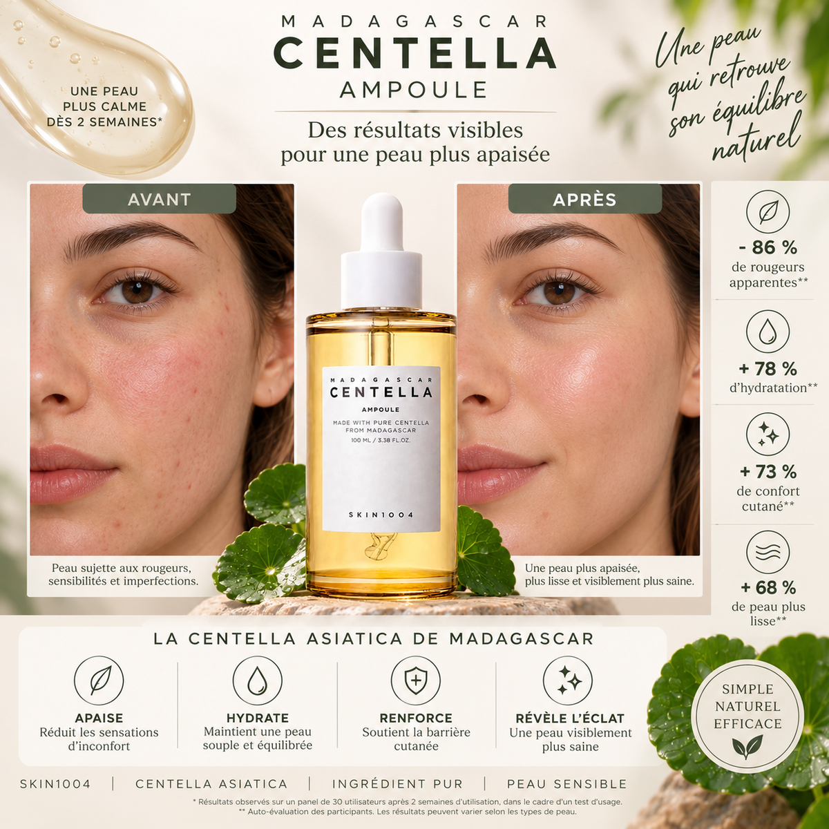 Ampoule Apaisante à la Centella de Madagascar – SKIN1004 100 ml