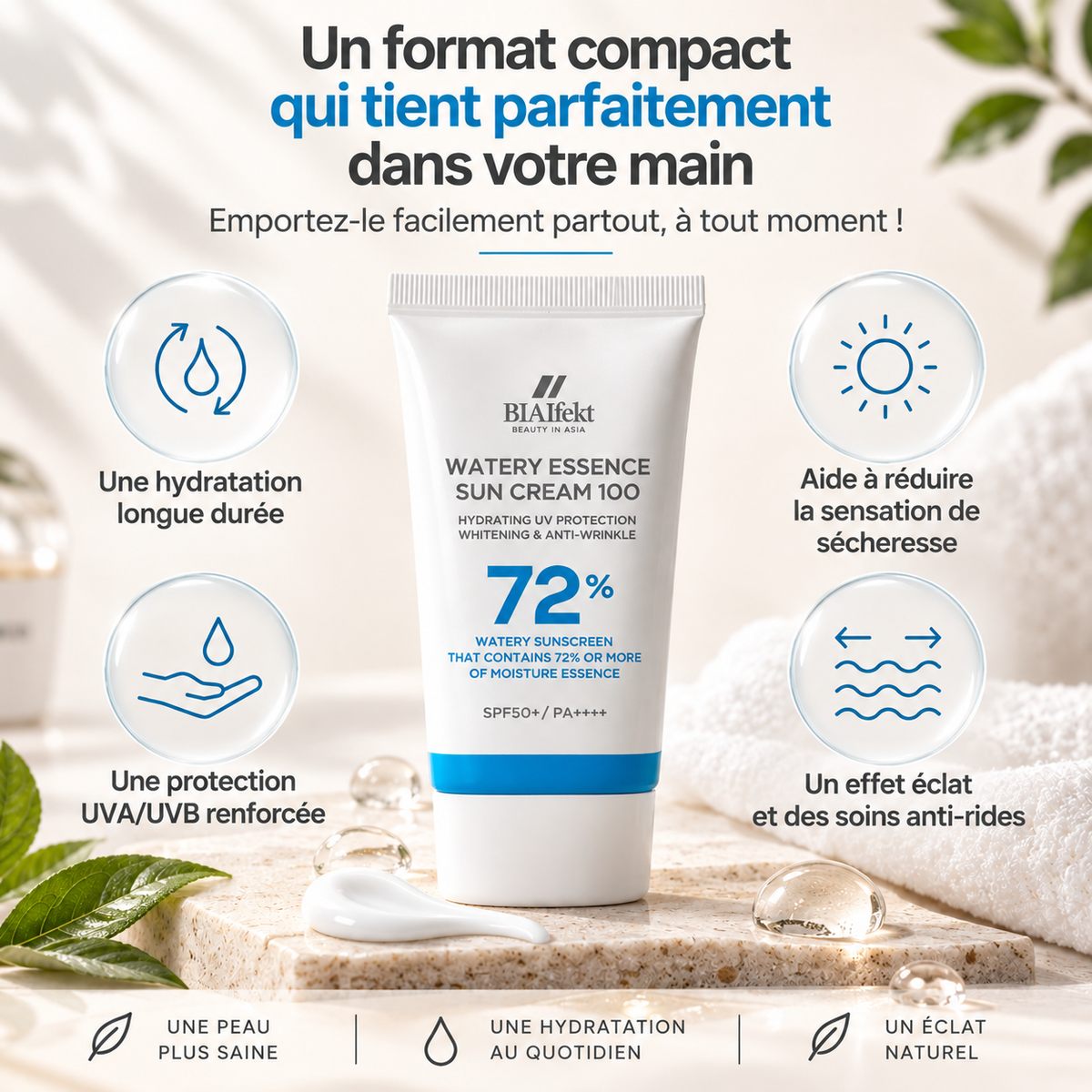Crème Solaire Hydratante SPF50 PA++++ à l’Acide Hyaluronique – BIAIfekt 30 ml