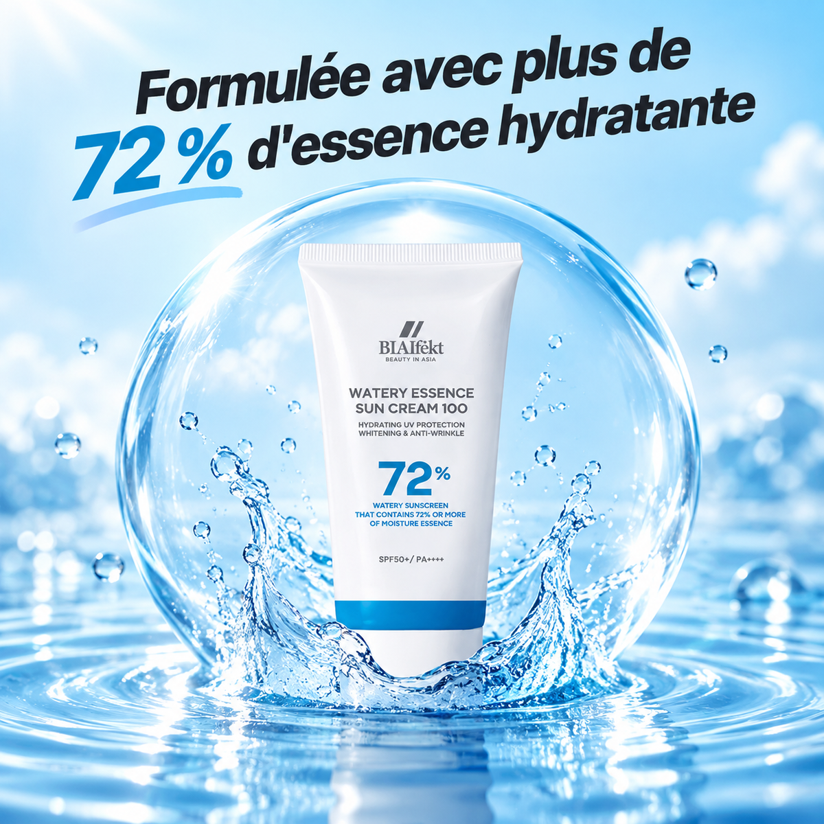 Crème Solaire Hydratante SPF50 PA++++ à l’Acide Hyaluronique – BIAIfekt 30 ml